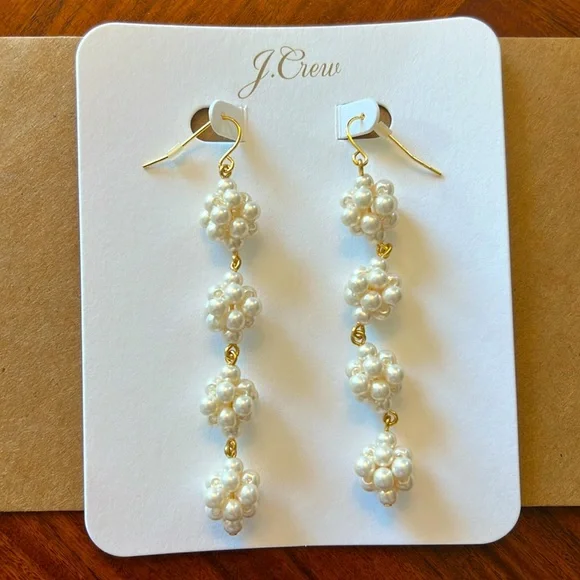J Crew Cluster Pearl Drop Earrings - Picture 4 of 10